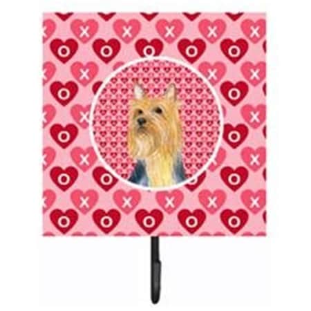 Jensendistributionservices 4.25 x 7 in. Silky Terrier Valentines Love and Hearts Leash Or Key Holder MI1654340